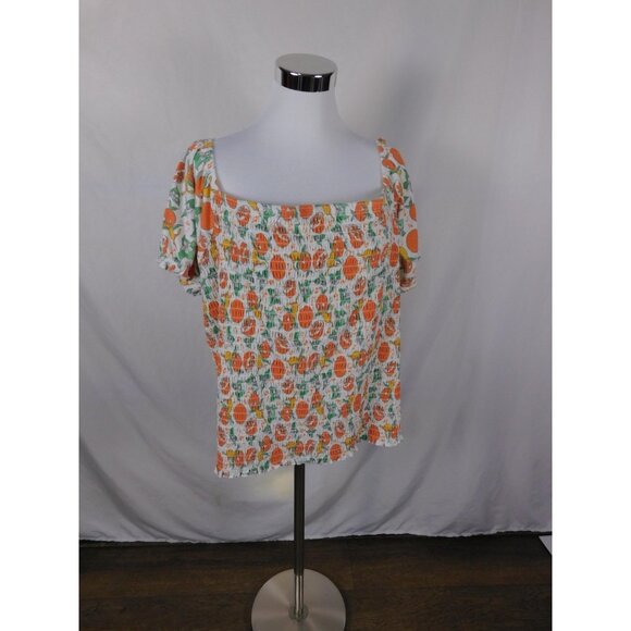 Disney Vault Collection Shirt Womens 3X Orange Smocked Puff Sleeve Square Neck - Picture 1 of 12